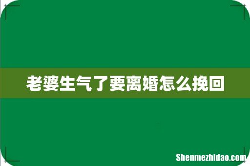 老婆生气了要离婚怎么挽回