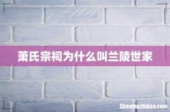 萧氏宗祠为什么叫兰陵世家