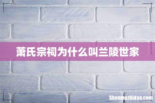 萧氏宗祠为什么叫兰陵世家
