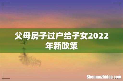 父母房子过户给子女2022年新政策