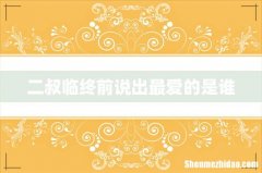 二叔临终前说出最爱的是谁