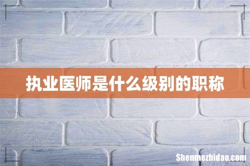 执业医师是什么级别的职称