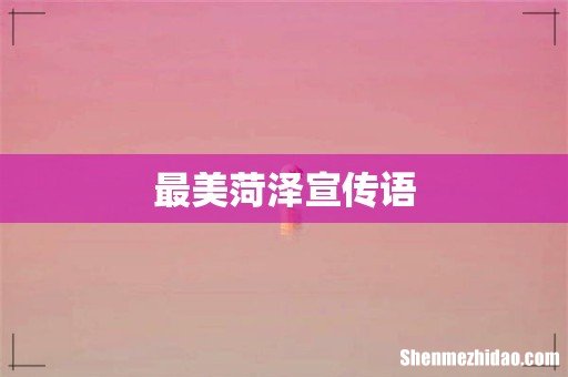 最美菏泽宣传语