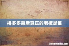 拼多多幕后真正的老板是谁