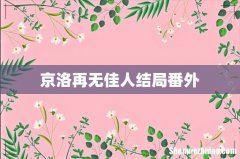 京洛再无佳人结局番外