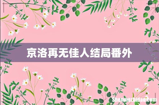 京洛再无佳人结局番外