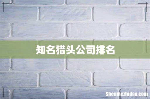 知名猎头公司排名