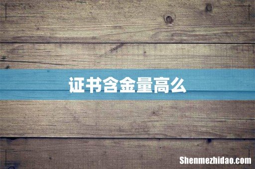 证书含金量高么