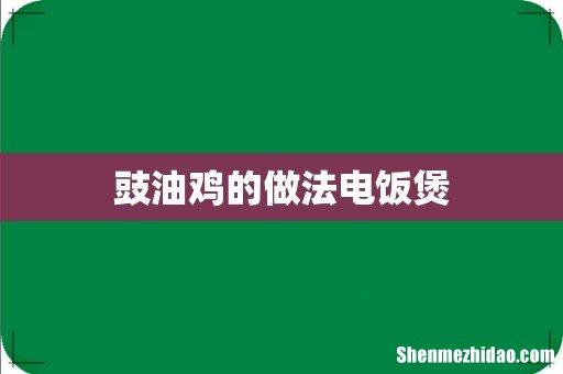 豉油鸡的做法电饭煲