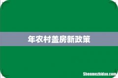 年农村盖房新政策
