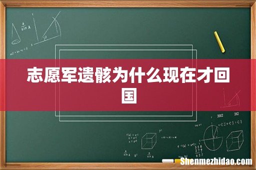 志愿军遗骸为什么现在才回国