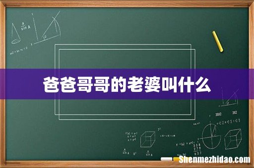 爸爸哥哥的老婆叫什么