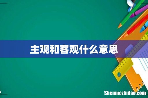 主观和客观什么意思