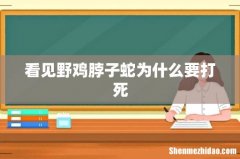 看见野鸡脖子蛇为什么要打死
