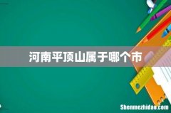 河南平顶山属于哪个市