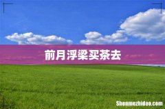 前月浮梁买茶去