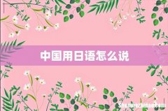 中国用日语怎么说