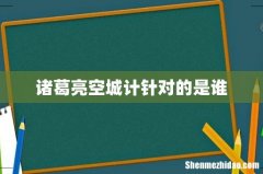 诸葛亮空城计针对的是谁