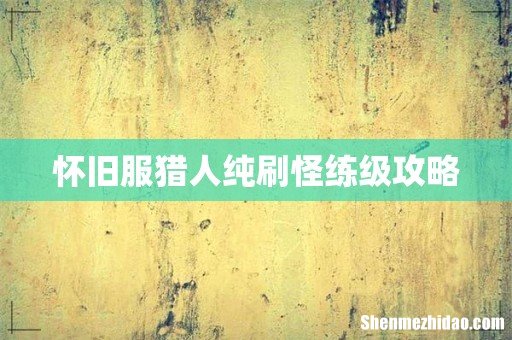 怀旧服猎人纯刷怪练级攻略