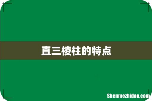 直三棱柱的特点