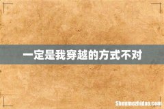 一定是我穿越的方式不对