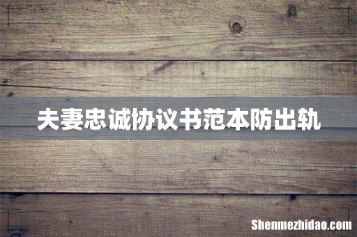夫妻忠诚协议书范本防出轨