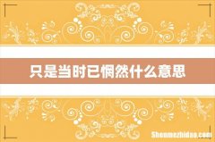 只是当时已惘然什么意思