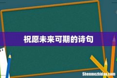 祝愿未来可期的诗句