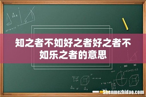 知之者不如好之者好之者不如乐之者的意思