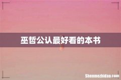 巫哲公认最好看的本书