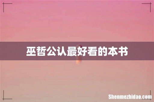 巫哲公认最好看的本书