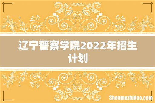 辽宁警察学院2022年招生计划