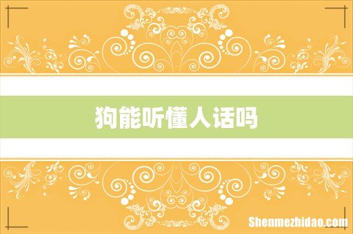 狗能听懂人话吗