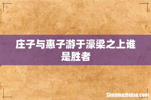 庄子与惠子游于濠梁之上谁是胜者