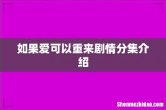 如果爱可以重来剧情分集介绍