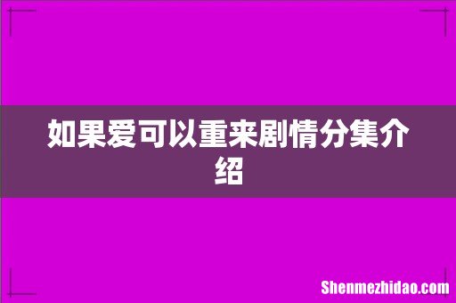 如果爱可以重来剧情分集介绍