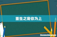 重生之宠你为上