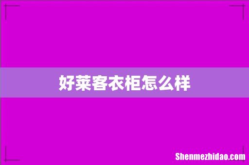 好莱客衣柜怎么样