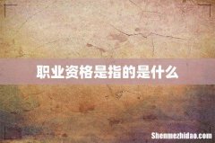职业资格是指的是什么