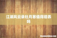 江湖风云录杜月寒值得培养吗
