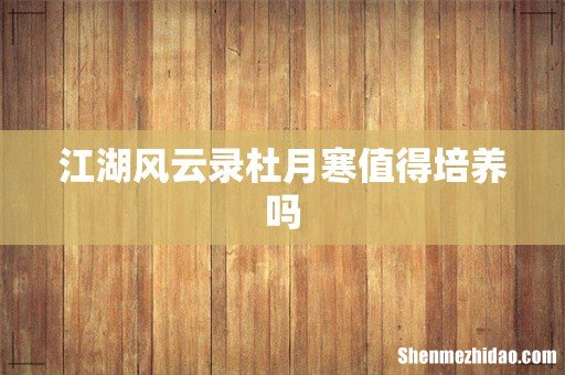 江湖风云录杜月寒值得培养吗