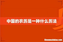 中国的农历是一种什么历法