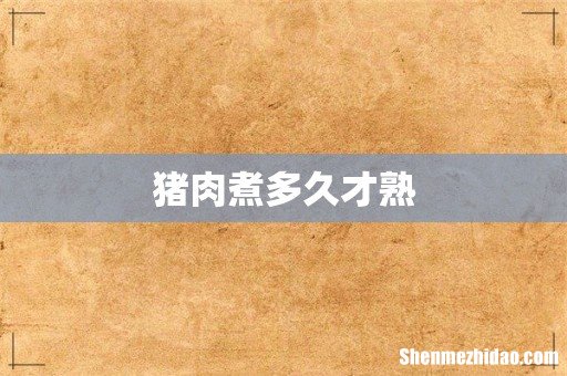 猪肉煮多久才熟