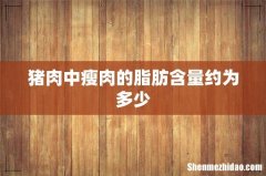 猪肉中瘦肉的脂肪含量约为多少