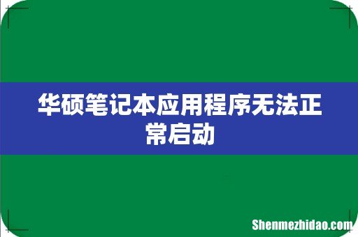 华硕笔记本应用程序无法正常启动