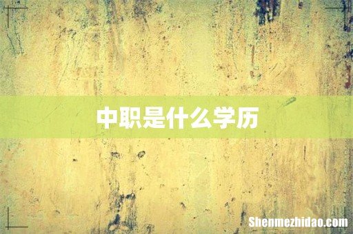 中职是什么学历