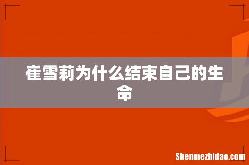 崔雪莉为什么结束自己的生命
