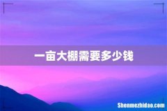 一亩大棚需要多少钱