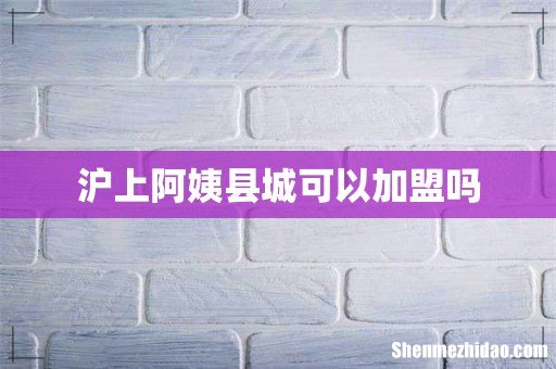 沪上阿姨县城可以加盟吗