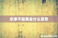 忠孝不能两全什么意思